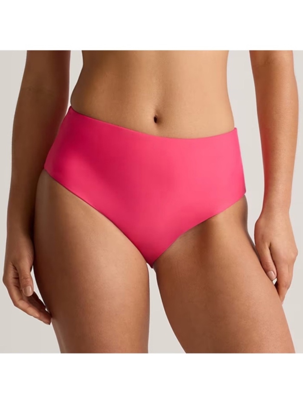 QUINCE Italian High-Rise Bikini Bottom Medium Hibiscus 8401